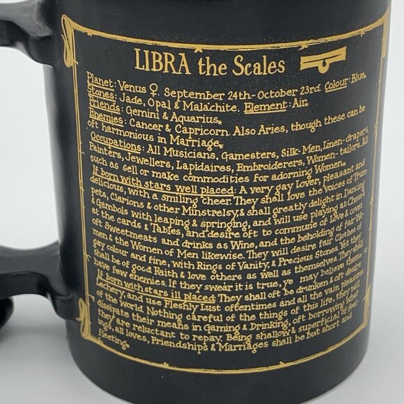 Libra Zodiac Mug by John Cuffley – Portmeirion Pottery England – Black & Gold - Picture 4 of 6